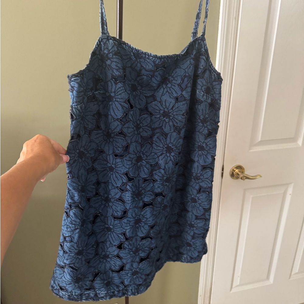 American Eagle Blue Floral Lace Dress